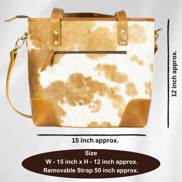 Cowhide Tote Bag Purse, Hair on Tote Bag with Free Gift, Bifold Black Wallet - Picture 3 of 7
